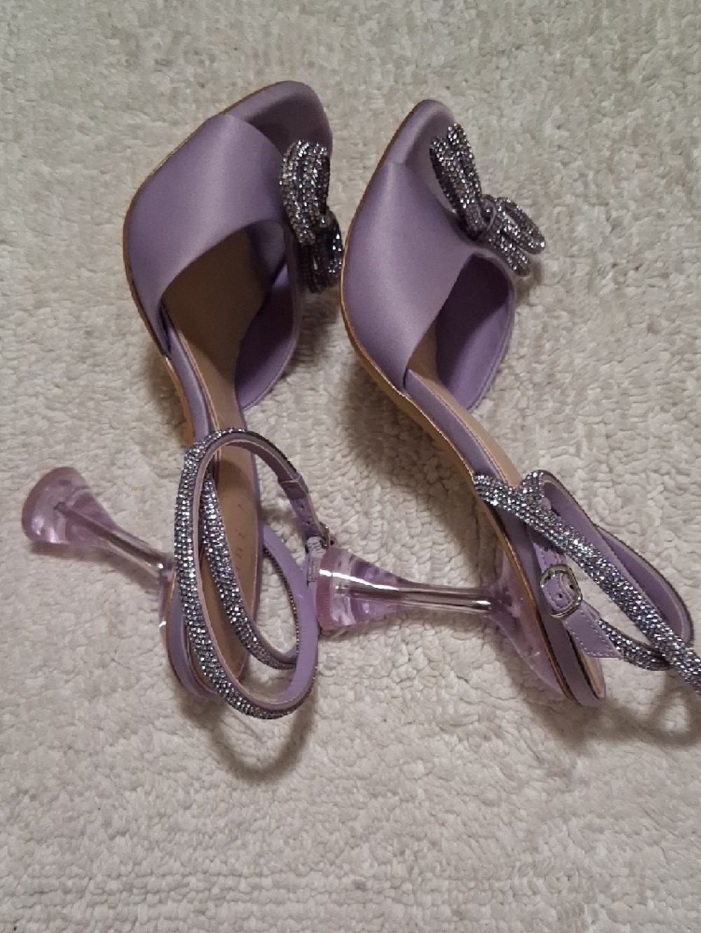 Gianni Bini Lavender Satin Crystal-Embellished Heels - Picture 4 of 6